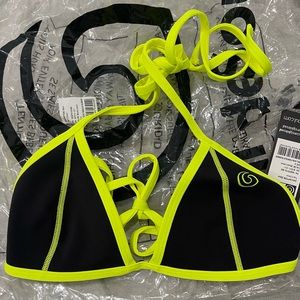 NWT GlideSoul women’s bikini made of neoprene . Neon green and black
